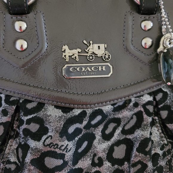 Coach Madison Calf Hair Brynne Leopard Satchel Bag - Picture 5 of 7